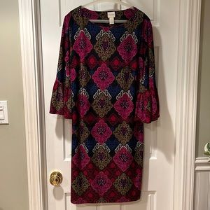 Chico’s Knit Dress Multi Color Floral Design